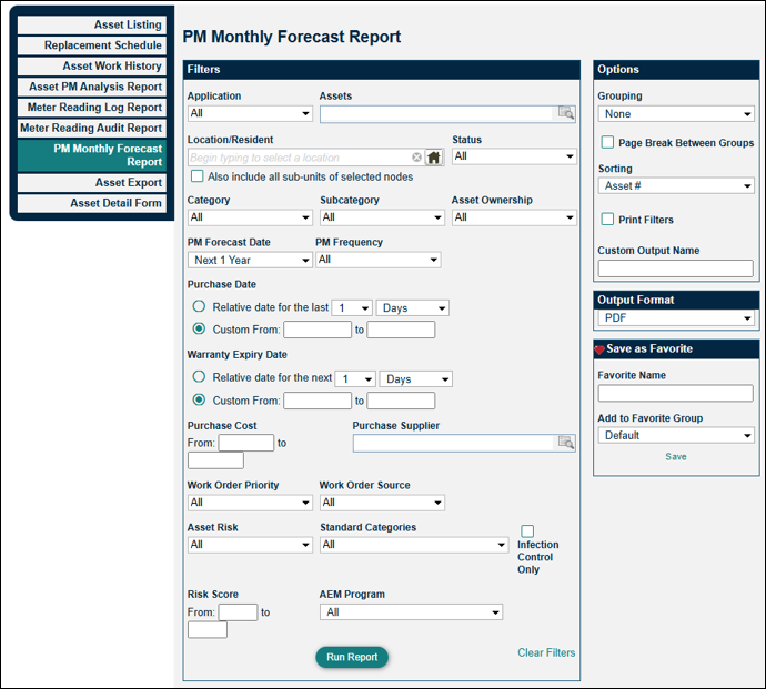 PM Monthly Forecast Report